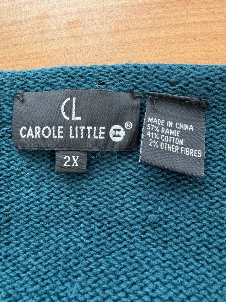 Cárdigan Suéter Carole Little Vintage Colorblock Detalle Bordado Talla 2X Foto 3 de 3