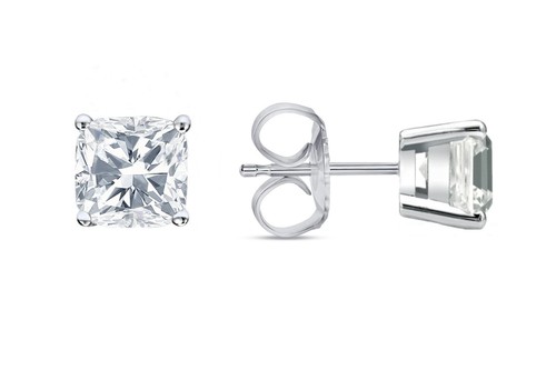 2.50 Ct Cushion Lab Created Grown Diamond Earrings 14K White Gold F/VS Push IGI - 第 1/3 張圖片