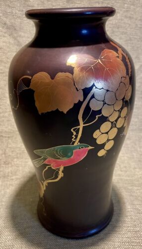 Antique Japanese Vase Bird And Grape Vine, 10”T - Picture 1 of 11