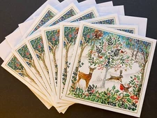 6 English Robin Squirrel Owl Hare Rabbit Christmas Cards Museums & Galleries UK