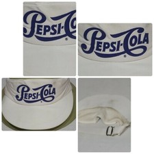 Vintage Pepsi Cola Visor Golf White Snap Back Adjustable Puffy Print 