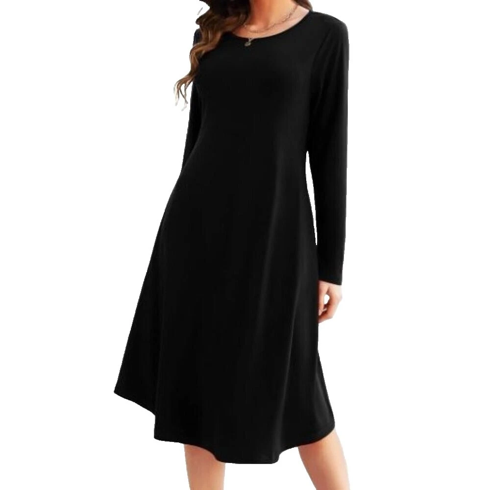 Polyester Long Sleeve Shift Dresses for Women