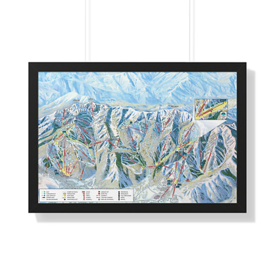 Park City UT Trail Map Framed Poster Utah Ski Resort 30x20