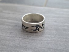 Vintage Solid Sterling 925 Silver Tribal Wide Band Ring 7sz Fast Shipping 5.4g