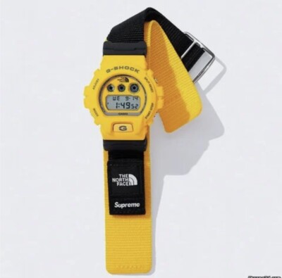 Supreme x The North Face x Casio G-Shock DW-6900 Watch Yellow, New 