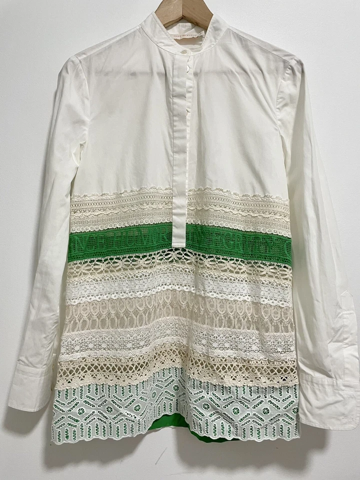 Tory Burch蕾丝边白色衬衫,尺寸 4