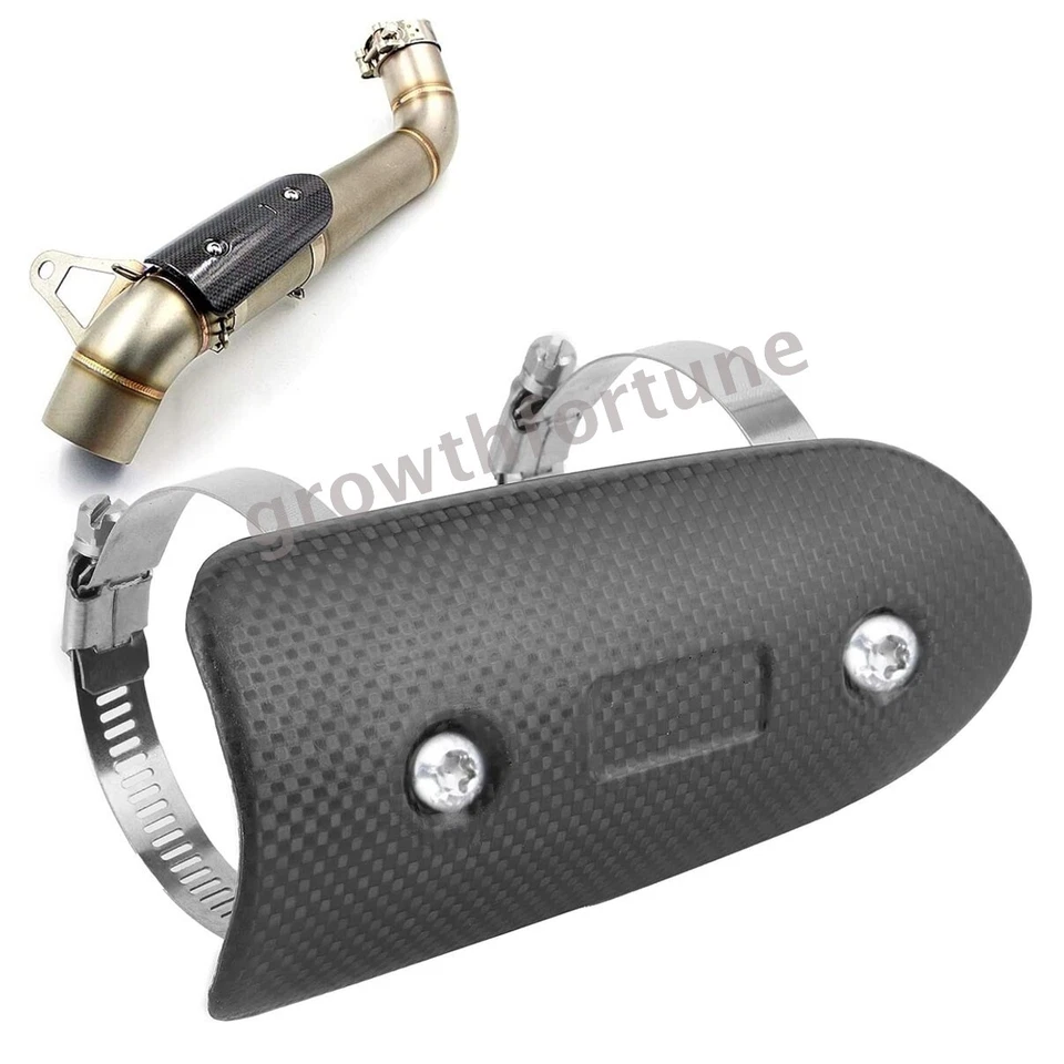 For Universal Motorcycle Carbon Fiber Exhaust Pipe Heat Shield Cover Guard 146mm - Image 2 of 4