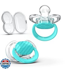 Smilo Baby Pacifier - 2 Pack of Slimline Pacifiers for Babies with Sterilizat