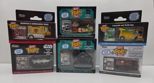 Lot of 6 Bitty Pop Rides & Towns - Deadpool, Leonardo, Han Solo & More