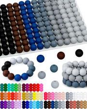 160PCS 15mm Silicone Beads for Keychain Making - Mixed Color Round Rubber Beads