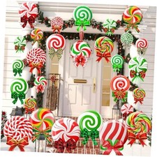 Huwena 30 Pcs Christmas Outdoor Hanging Decorations Snowflakes Candy Candy Cane