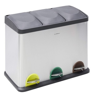 Step Bin CR70545L Mülltrennsystem aus Edelstahl | 3 Fächer Mülleimer für die ...