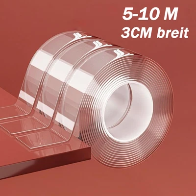 MARKENLOS Doppelseitiges Klebeband Transparent Nano Band Tape beidseitig extra stark Klebe