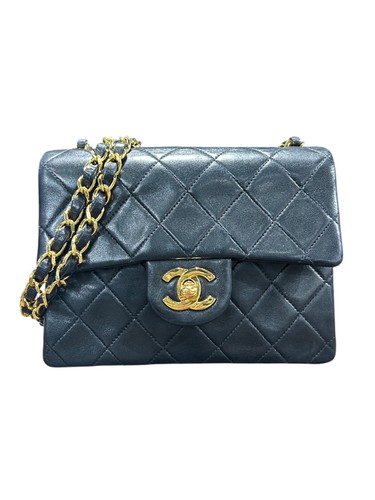 Chanel Chain Shoulder Mini Matelasse Lambskin Leather Black Shoulder Bag #TFB162 - Picture 1 of 12