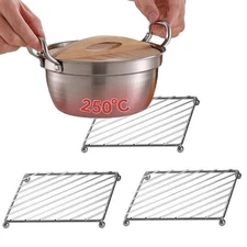 3 Pcs Stainless Steel Trivets Heat Resistant Insulated Hot Pads Table Dish Ma...