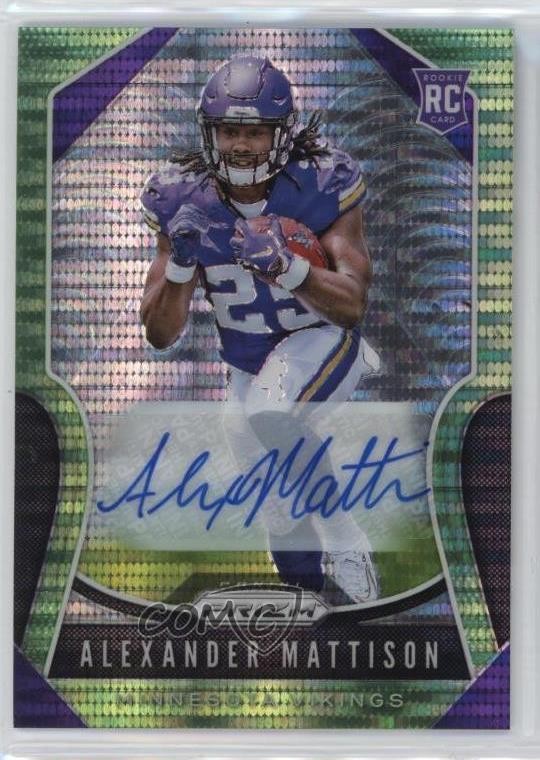 2019 Prizm Rookies Neon Green Pulsar Rookie Alexander Mattison #331 Auto RC 00jz