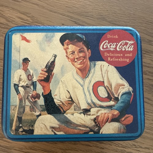 Coca Cola Collectible Baseball Tin Canister 1993 Tin Box Co of America Vintage