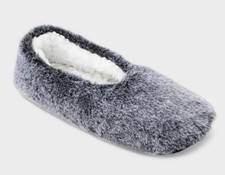 2 PAIR BUNDLE Auden Faux Fur Slippers in Black and Cream Medium/Large 8-10 NWT