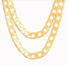 18K Yellow Gold Filled 16"-32" inch 7mm Very Wide Curb Link Chain Necklace Y819G