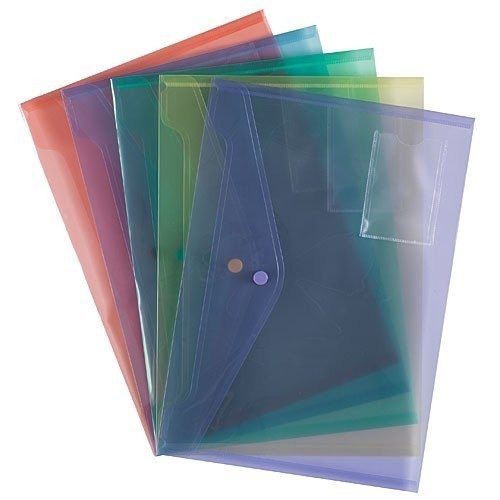 Valuex Popper Wallet Polypropylene A4 Assorted Colours Pack 5