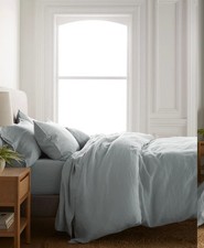 New 154 Quince European 100 Linen Duvet Cover Set Sham Twin Mist