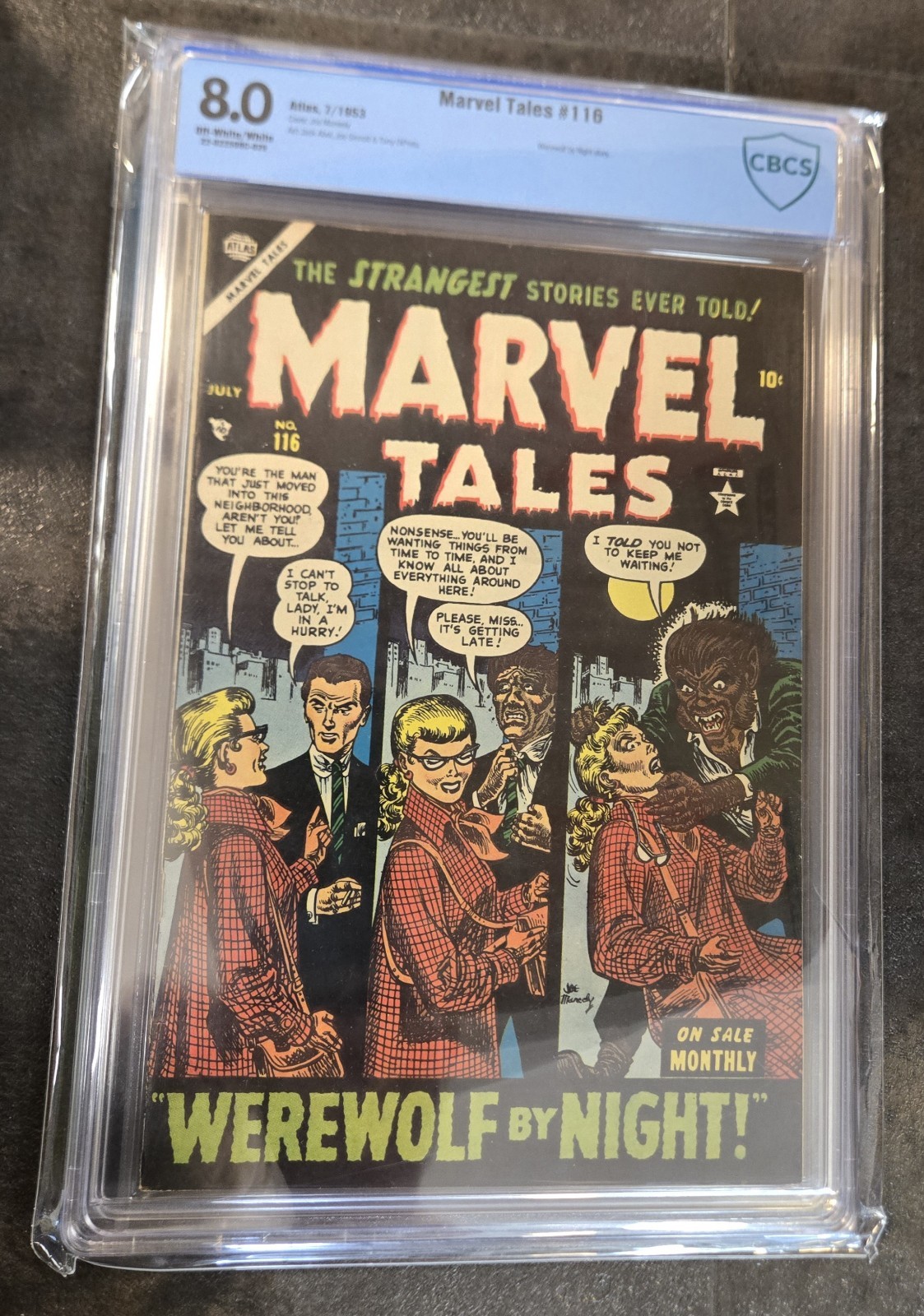 1953 CBCS 8.0 MARVEL TALES 116 ATLAS COMICS WEREWOLF BY NIGHT COMIC BEAUTIFUL 