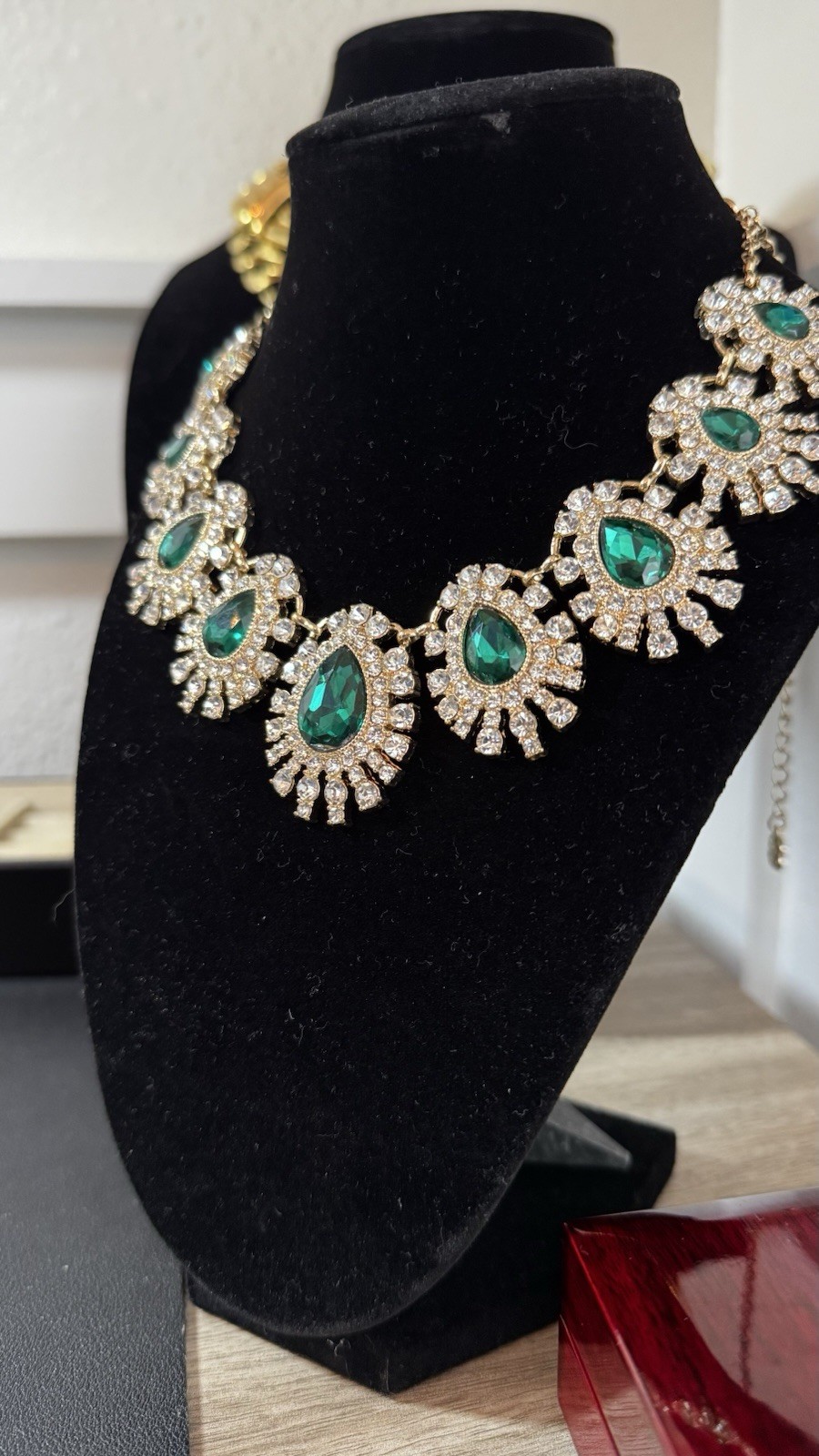 Authentic Signed Monet Emerald Green Crystal Rhin… - image 2