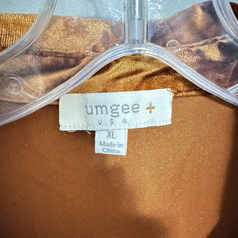 Top túnica Umgee para mujer talla XL color cobre terciopelo peplum manga larga botón otoño Foto 4 de 4