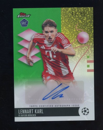2025-26 Topps Finest UCC Soccer Green Refractor Lennart Karl RC Rookie AUTO /99