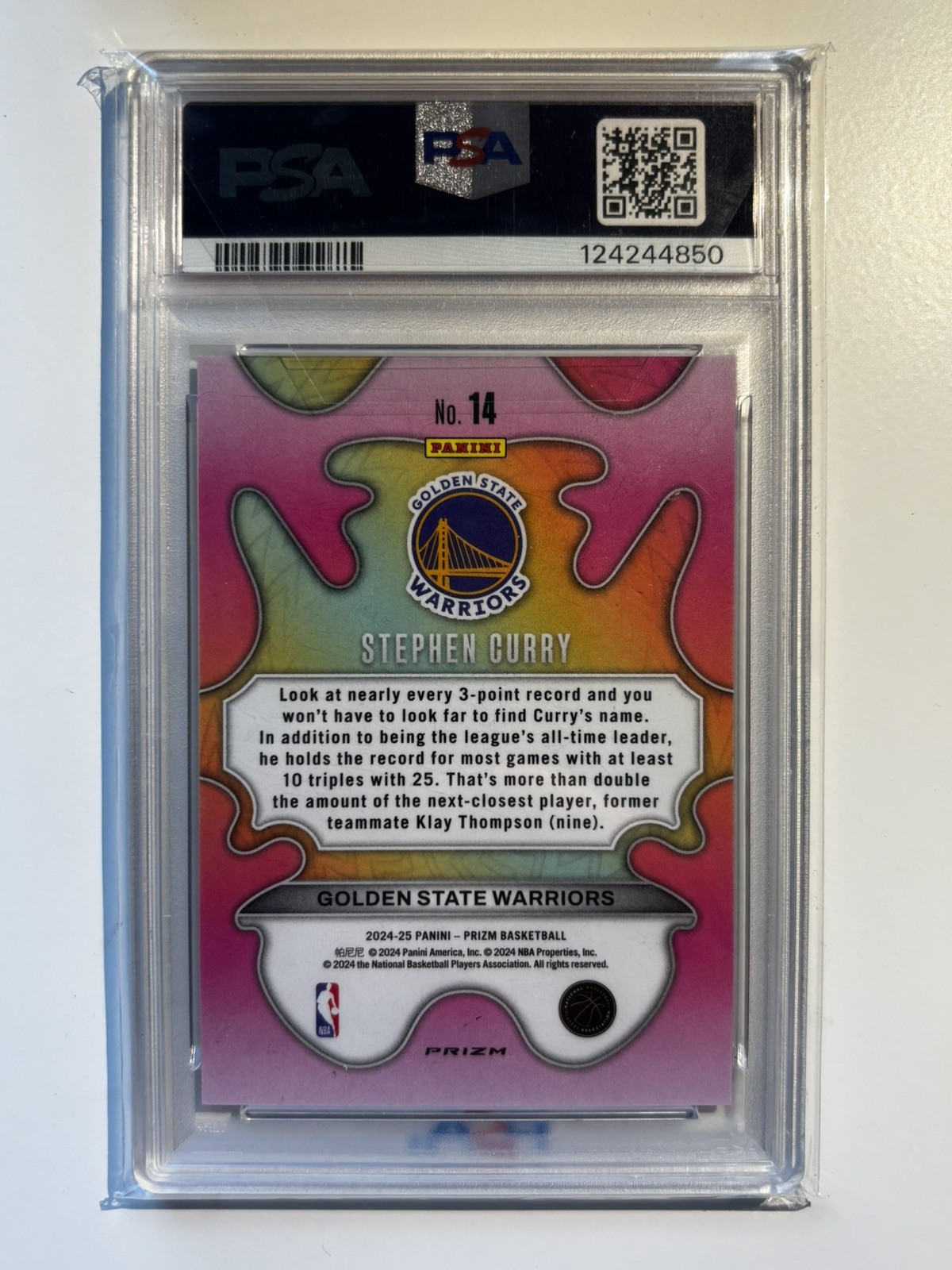 Stephen Curry 2024 Panini Prizm Groovy Insert PSA 10 view 2