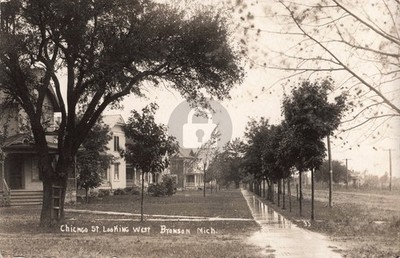 Street View Chicago St. Looking West, Bronson MI #2 RPPC Photo Postcard COPY