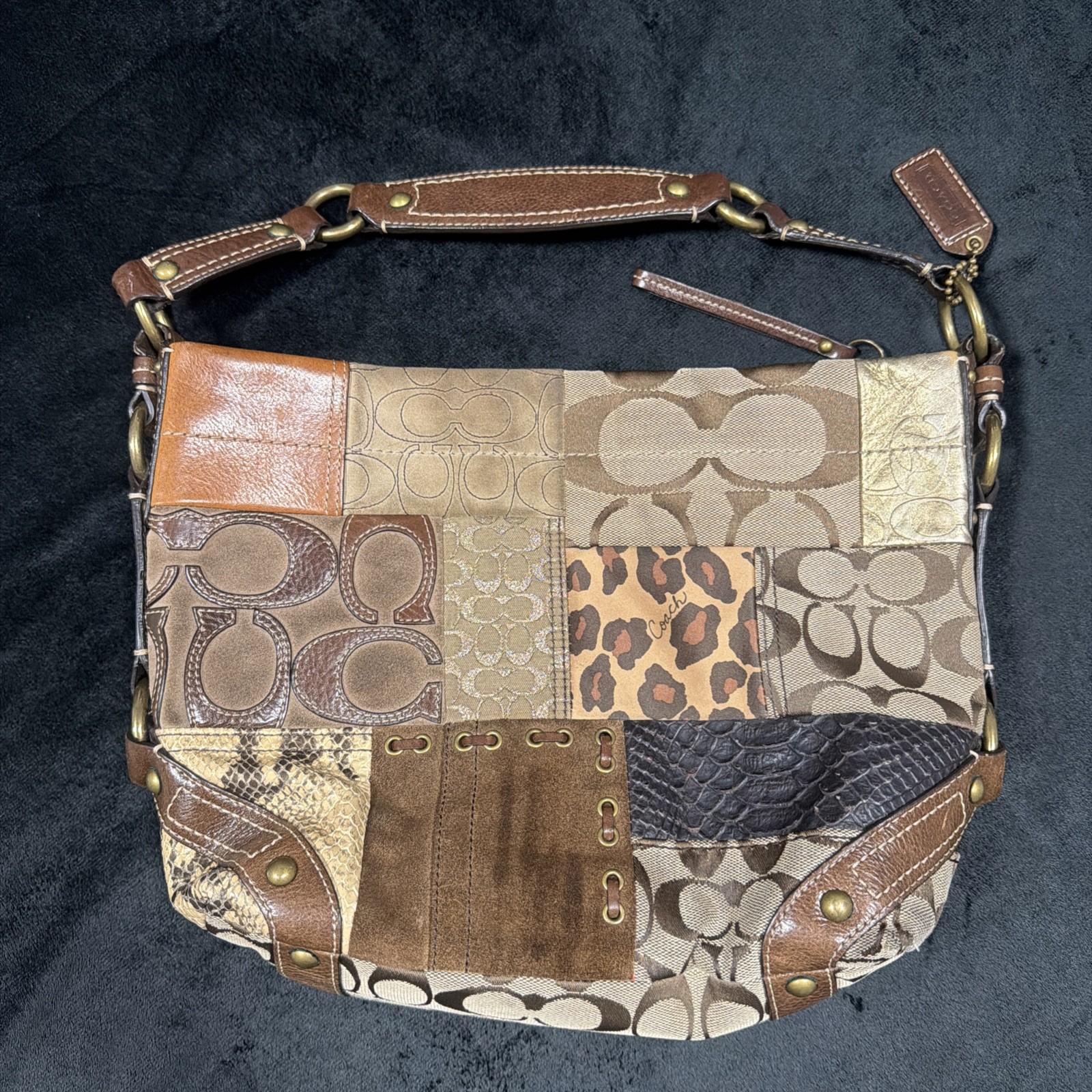 Coach Patchwork Shoulder Bag Multicolor Leather &… - image 1
