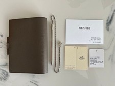 Hermes GM Agenda Cover with Pen Greige Gray Leather GM Size