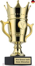 Siegerfigur Pokal mit Gravur Wunschtext ? 22,5cm Henkelpokal Krone | Pokal