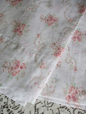 The Farmhouse Rachel Ashwell Flat Sheet Full Size Shabby Chic Pink Floral Cotton