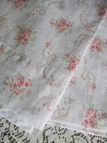 The Farmhouse Rachel Ashwell Flat Sheet Full Size Shabby Chic Pink Floral Cotton
