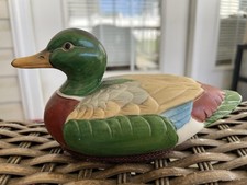 Vintage Jasco Ceramic Mallard Duck Lint Brush Decoy Figurine Hand Painted Taiwan