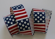 Patriotic Flag Stars Stripes Heavy Bodied Ribbon w Wired Edges, 2.5" W X 10 Yd