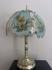 Title: Vintage Touch Control Table Lamp – Floral Glass Shade, Fully Working