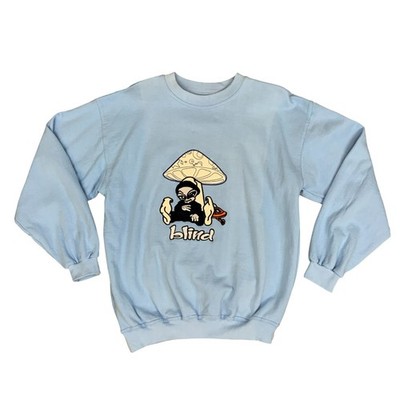 Y2K Blind Skateboards Shroom Alien babyblau Rundhalsausschnitt Pullover bestickt Medium