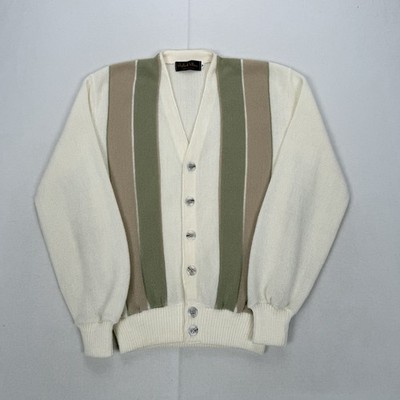 Robert Klein Strick Cardigan Vintage 70er Made In USA Tennis Preppy Herren Medium