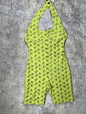 Retro 80s Neon Bodysuit Halter Neck Workout Not So Normal SQUEEZE Knits Size M