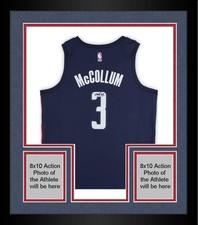 Framed CJ McCollum Wizards Signed Nike Navy Statement Edition Swingman Jersey