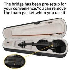 Glarry 4/4 Acoustic Violin Full Size With Hard Case for Gift School Bnad Black