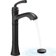 Brass Vessel Sink Faucet Black Single Handle, Tall Bathroom Faucets for Vesse...