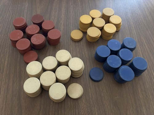 Vintage Clay Poker Chip Lot 4 Colors 300+ Chips Round Smooth