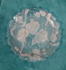 Laura Glass Rose Garden 14" Frosted Glass Platter, Made in Japan — listing 3
