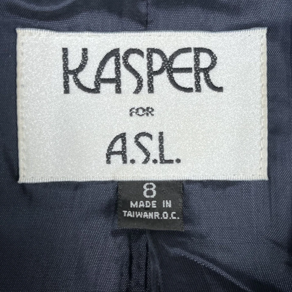 Kasper para A.S.L. Blazer Mujer 100% Lana Doble Pecho Azul Carrera Talla 8 Foto 4 de 4