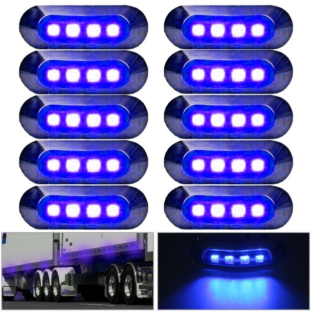 10X Blue SMD Sealed Clearance Side Marker Light Trailer Truck Chrome