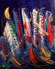 Cityscape Landscape Oiginal Oil Painting Canvas Impressionist .
